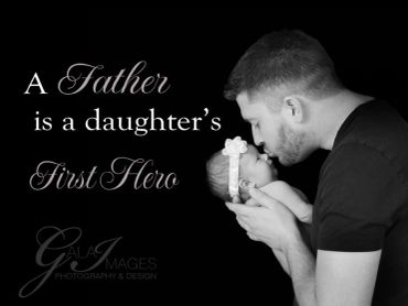 A father tenderly kisses his newborn daughter, symbolizing love and heroism.