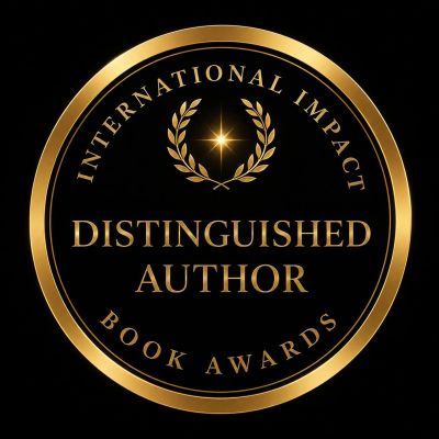Gold emblem for International Impact Distinguished Author Book Awards.