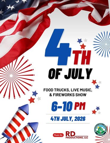 4th of July event with food trucks, live music, and fireworks.