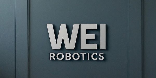 Dark teal background with silver 3D WEI Robotics® logo.