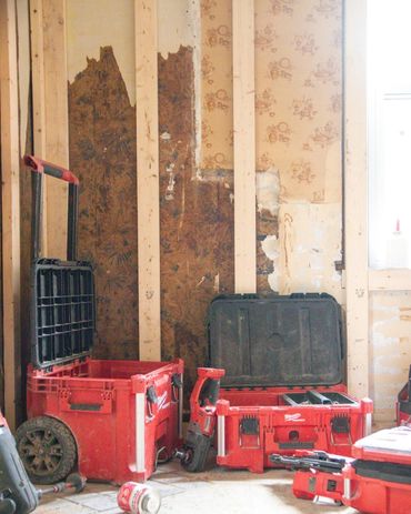 Tools on a active site with golden hour lighting 
