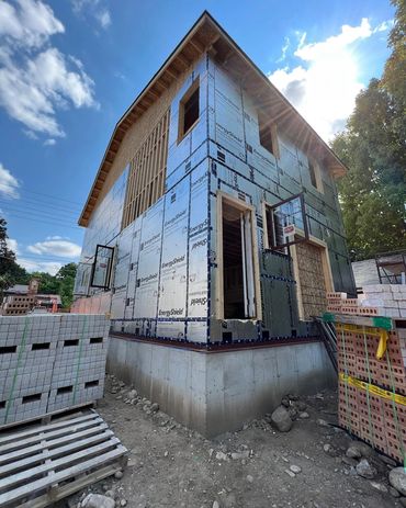 Custom Home being built in Cambridge, ready for windows and masonry