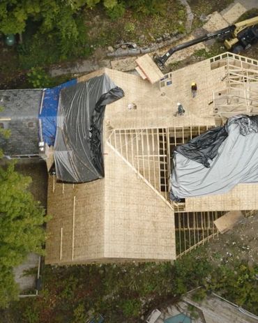 Framing a large roof on a custom addition in Cambridge Ontario 