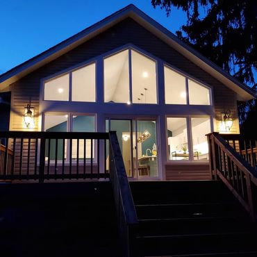 Beautiful addition we built in Galt with vaulted ceilings and a wall of windows, with large deck