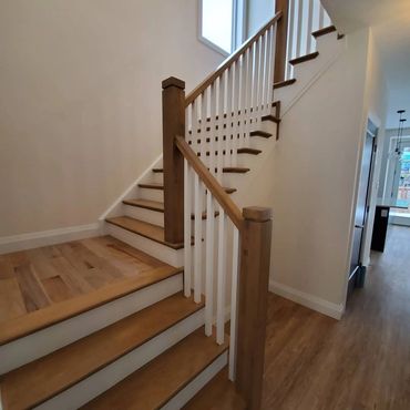 Another beautiful foyer, with a beautiful 3 tiered staircase, built in Kitchener 