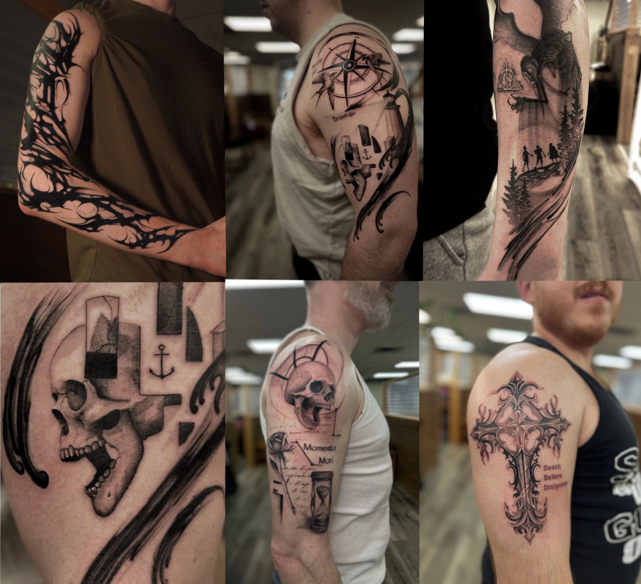 Tattoo skull tattoo brushstroke cross rose  harry potter