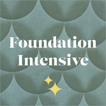 Text 'Foundation Intensive' on a textured teal background with yellow sparkles.