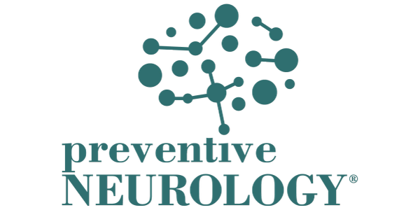 Logo of preventive neurology with brain network design.