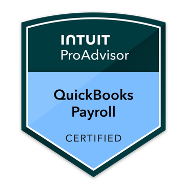Insignia de certificación QuickBooks Payroll de Intuit ProAdvisor.