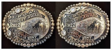 2022 Buckle Series - Belt buckle awards to high point youth and adult rider.