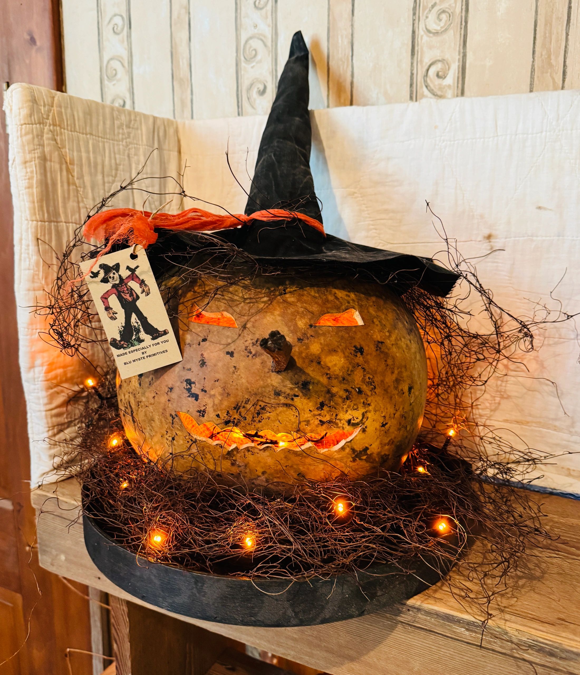 Lit Witch Pumpkin Head