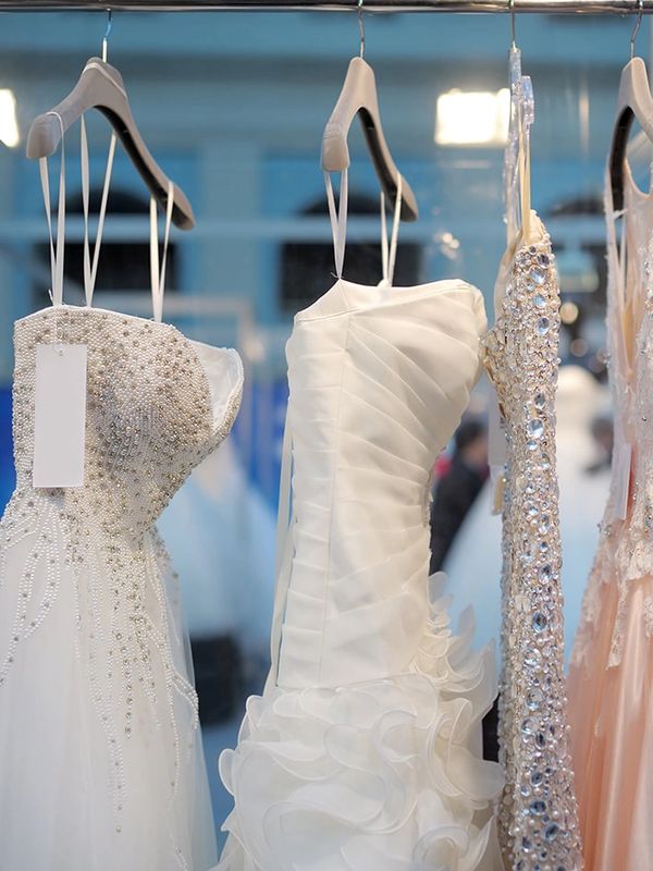 Wedding dresses hanging