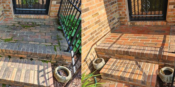 Brick Porch Before and After Cleaning.