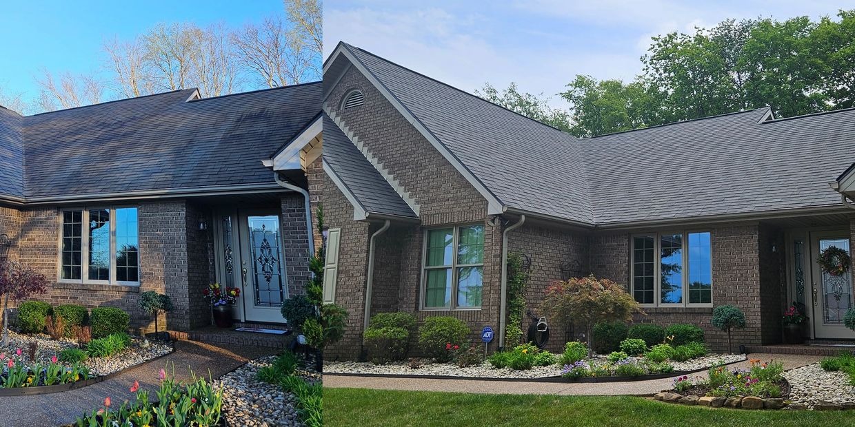 Roof  Soft Wash Before and After.