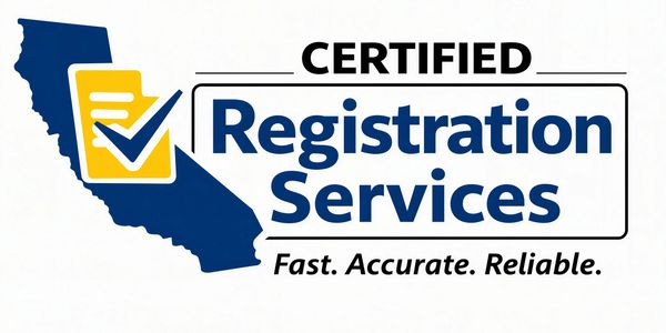 Certified registration services logo with California outline.