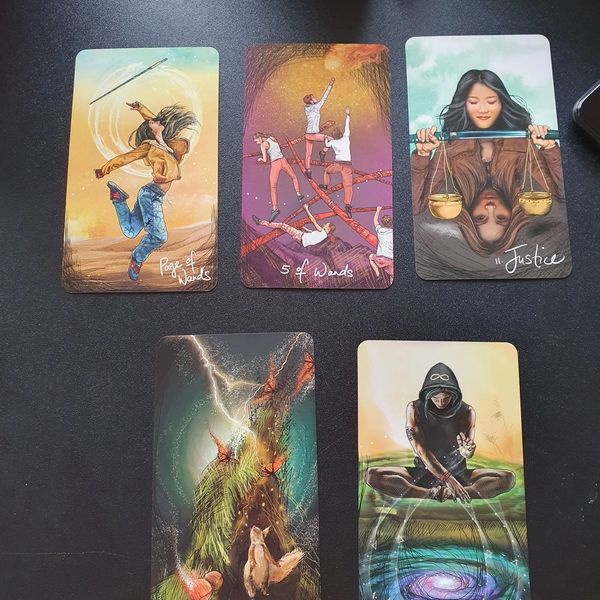 Card reading spread.