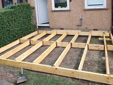 timber decking frame built for upcoming decking