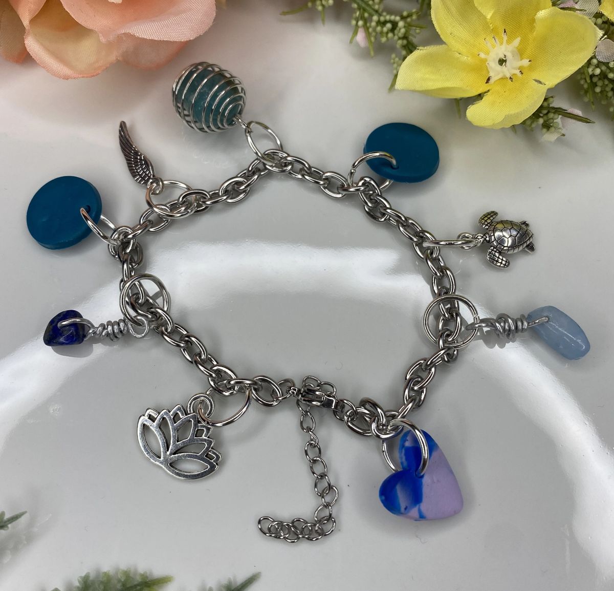 Crystal Charm Bracelet Blue Theme