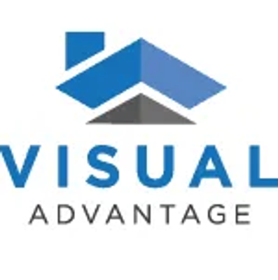 Logo for Visual Advantage with a roof design.