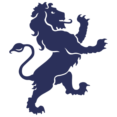 Silhouette of a lion standing on hind legs.