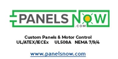 PanelsNow custom panels and motor control logo with website link.