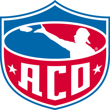 ACD sports logo with silhouette of a person throwing a disc.