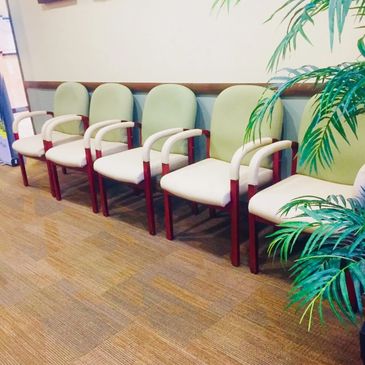 Waiting room chairs upholstered in attractive & durable fabric by Tony Darryl Upholstery