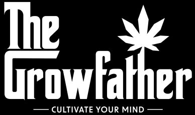 Logo featuring text 'The Growfather' and cannabis leaf.