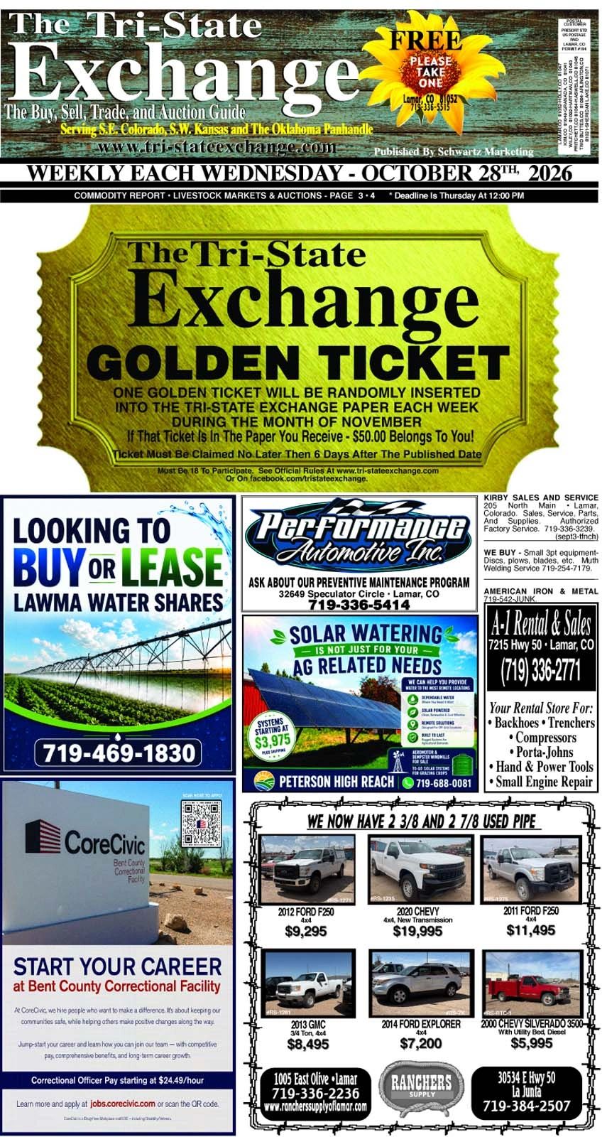 Community marketplace ads and golden ticket announcement, October 2026.