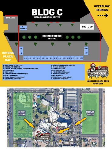Outdoor vendor map for A Christmas To Dismember holiday horror market - Meet Krampus! 