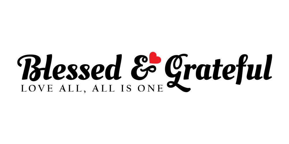 an image of the Blessed & Grateful logo with the words Blessed & Grateful, a red heart above the &