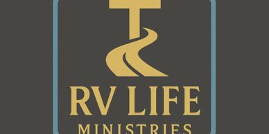 Logo of RV Life Ministries with a road and cross symbol.