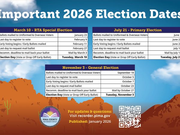 2026 election dates for March, July, and November with voter deadlines and mail ballot info.