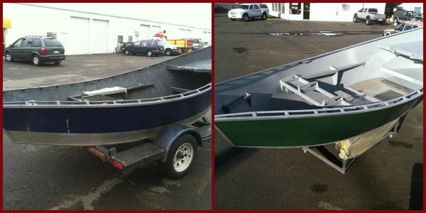 aluminum boat collison repair and paint, metal boat repair, aluminum paint repair