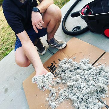 Dryer lint laying on the ground