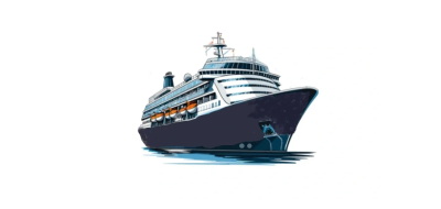 Illustratie van een cruiseschip op zee.