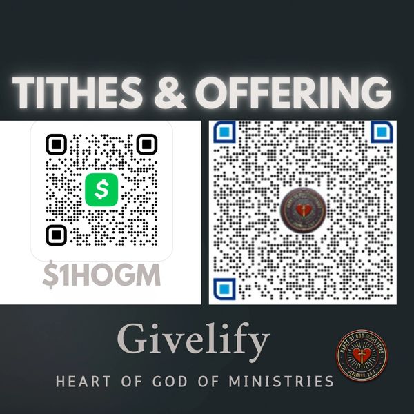 QR codes for tithes and offerings at Heart of God Ministries via Givelify.
