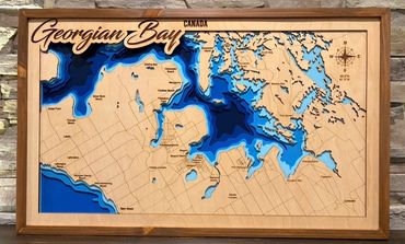Georgian Bay, lake map art - Midland area.