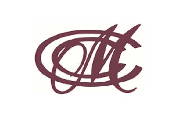 Stylized maroon monogram with interlaced letters C, M, and possibly A.