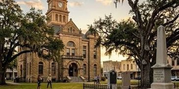 Historic courthouse with clock tower