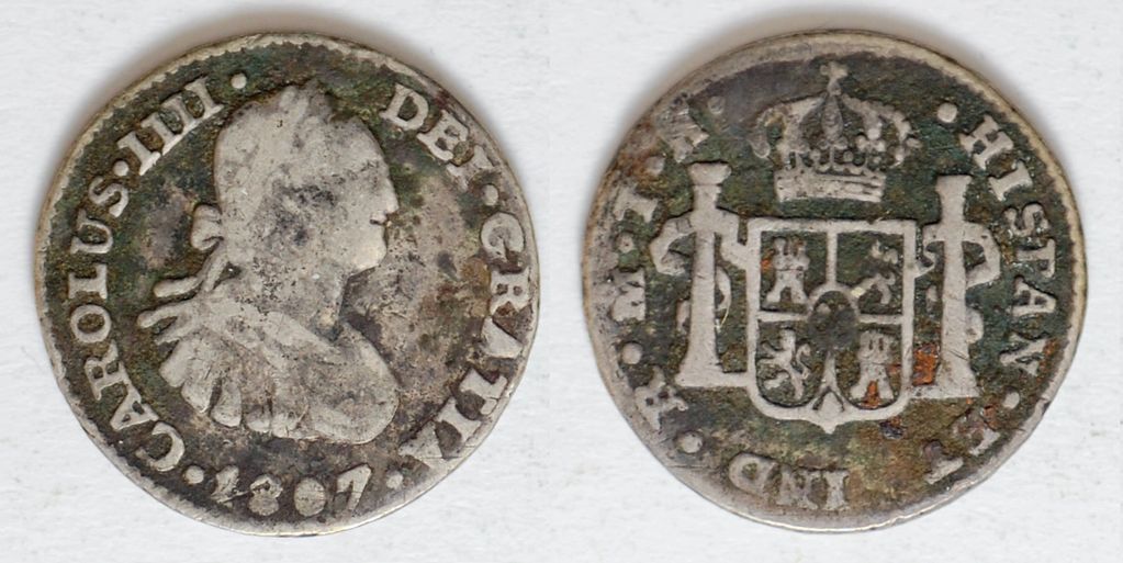 1807 Mo TH 1/2 Real Spanish Colonial Mexico Carolus IIII silver portrait KM-72