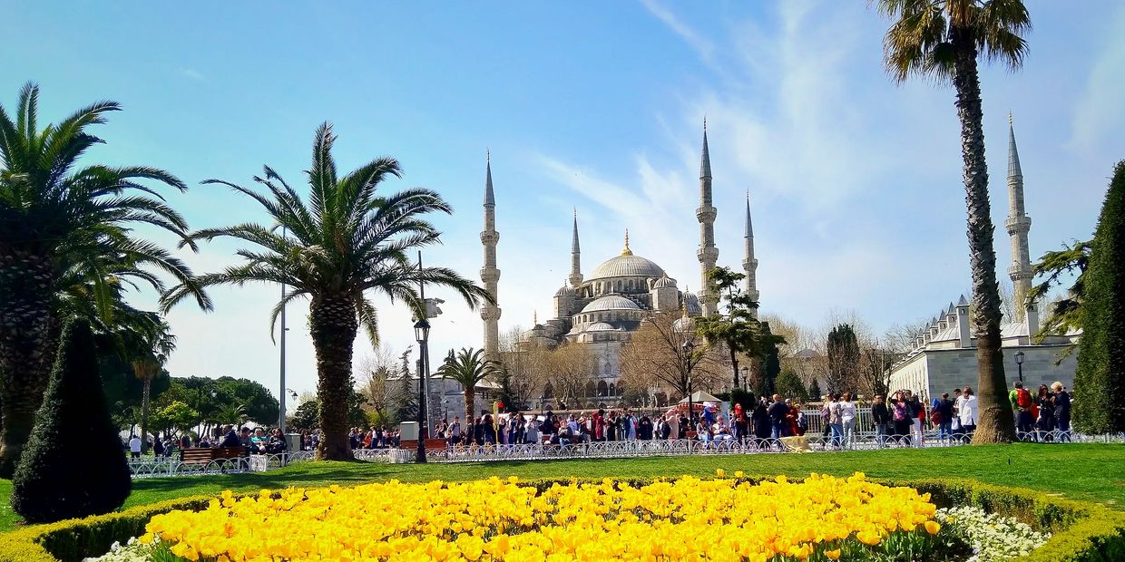 Blue mosque in spring