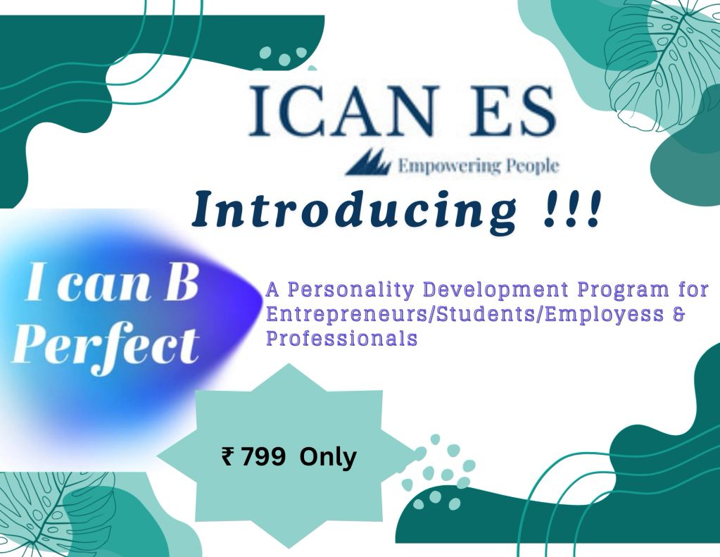 Advertisement for 'I can B Perfect' personality development program at ₹799.