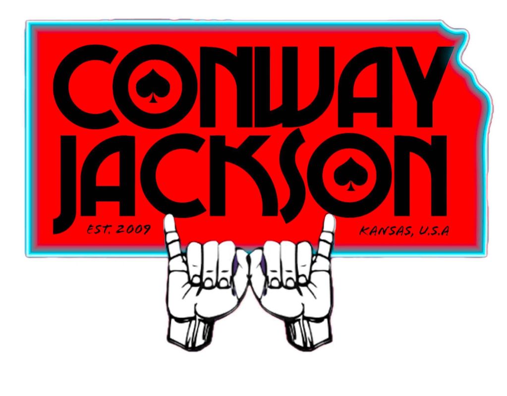 Logo of Conway Jackson with red background and pinky promise hands.