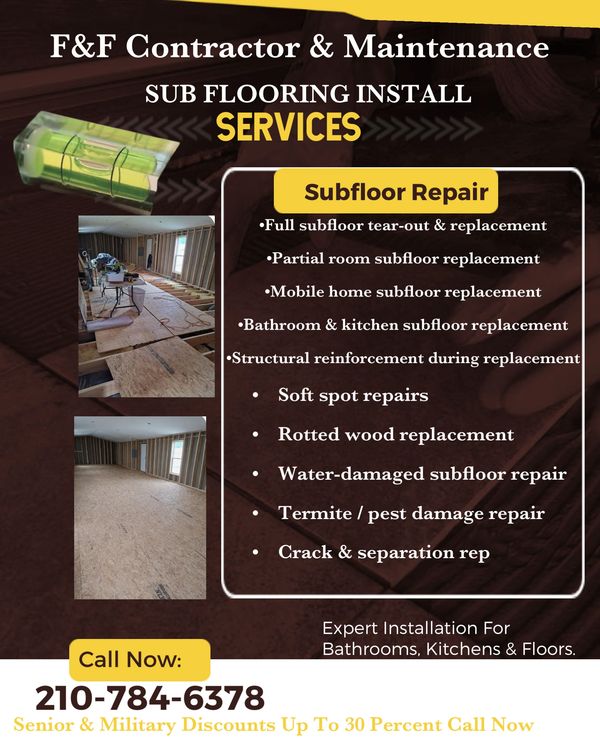 A solid foundation starts beneath your feet. At F&F Contractor & Maintenance, we provide reliable su