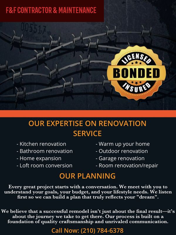 Let us help bring your home renovation project to life-bathroom remodel, landscaping,concrete work