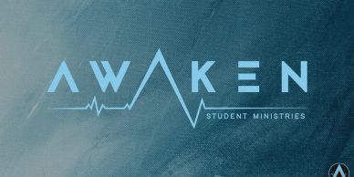 Logo for Awaken Student Ministries with heartbeat design.