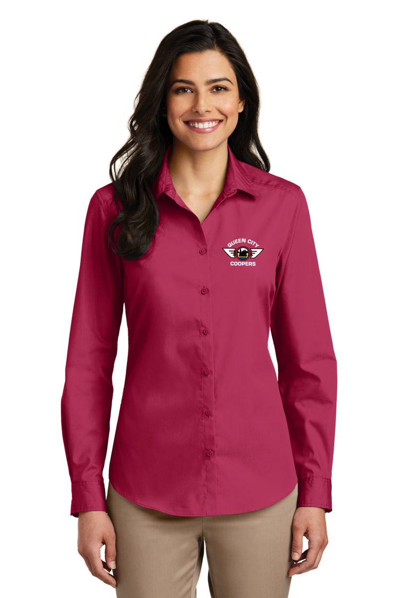 Port Authority Ladies Long Sleeve Carefree Poplin Shirt, Product