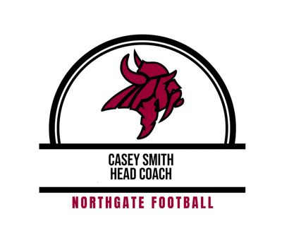 Logo for Northgate Football featuring a Viking head and coach Casey Smith's name.