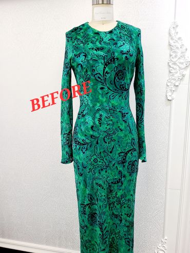 dress alterations reform green dress - Designandalter